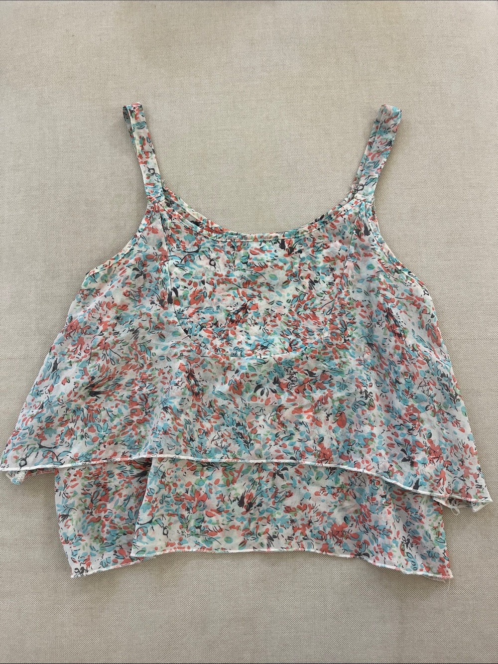 Cotton On Floral Layered Camisole - Mint & Coral